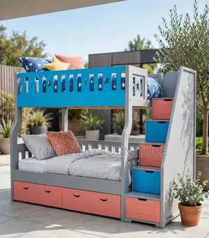 Children's Double Decker Bed with Storage Staircase