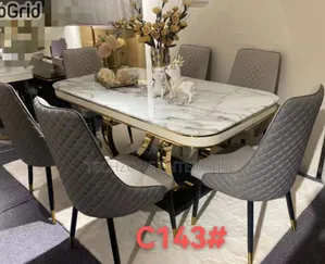 Elegance Meza ya Kula ya Kisasa ya Marumaru ya Viti 6