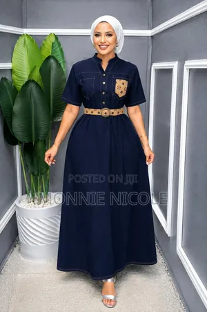 Buttoned Denim Maxi Shirt Dress