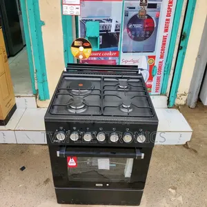 Mika 60x60cm Cooker, 3 Gas + 1 Electric Burner, Electric Oven, Rotisserie, Matt Black