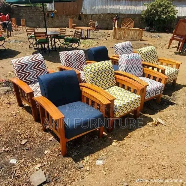Open Sofa Set - Mbao ya Mahogany - 1