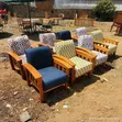 Open Sofa Set - Mbao ya Mahogany - 1