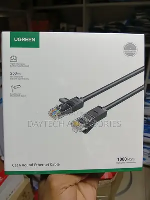Kebo ya Ethernet ya UGREEN Cat6 UTP Round 1M Nyeusi