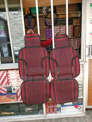 2pc Fron Seat Red_black Knitted Pattern