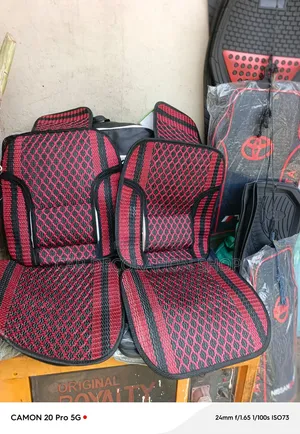 Red Pattern Mesh 2pc Seat Covers na Contoured Back Support