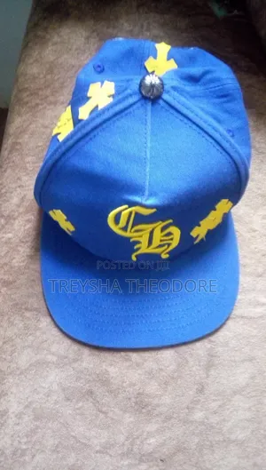 Kofia ya Jua ya Chrome Hearts ya Bluu ya Pamba na Ngozi