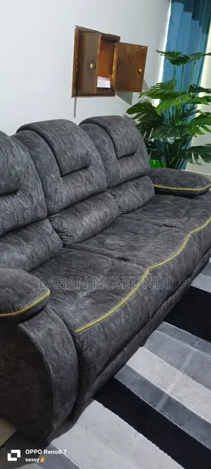 Sofa Set ya Viti 5 - Ngozi ya Kijivu
