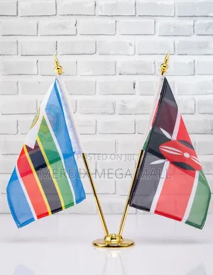Executive Gold Double Table Pole with Flags