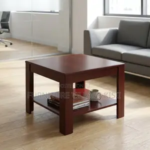 Square Office Coffee Table - Brown Wood