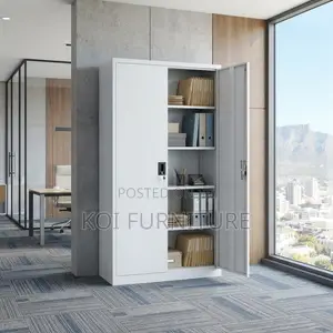 Grey Office Document Cabinet with Two Lockable Doors