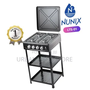 Nunix 4-Burner Gas Stove na Shelves za Uhifadhi