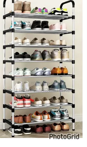 8 Layer Shoe Rack - Nyeusi, Rahisi Kukusanya