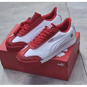 Puma Roma Red and White Leather Sneakers