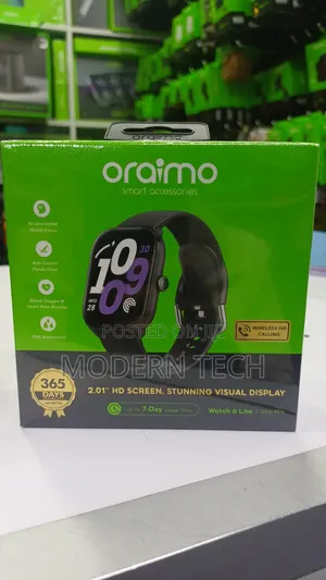 Oraimo Watch 6 Lite 2.01” Smartwatch Nyeusi