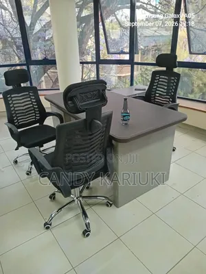 Boss Office Products Executive Desk with 3 Chairs