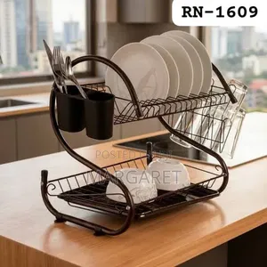2-Tier Stainless Steel Dish Rack (Matte Black)