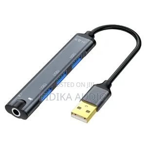 3-Port USB 3.0 Hub with Sound Card & Power Supply