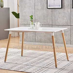 Spacious Rectangular Dining Table - White Wood Finish