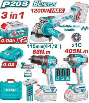 Total TCKLI20358 20V Cordless 3-Piece Combo Kit
