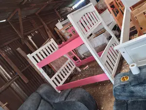 Kitanda cha Bunk Nyeupe & Pink chenye Slide - Utoaji Bure