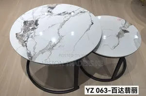 Meza ya Kahawa ya Marble ya Kukunja - Nyeusi