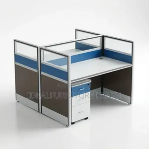 2-Person Office Workstation Partition - Blue White