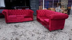 Sofa ya Chesterfield ya Viti 3 - Red Velvet