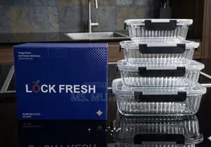 4 PCS LifestyleEverFresh Set ya Vitu vya Kuhifadhia Chakula vya Kioo vinavyoweza Kuwekwa Juu