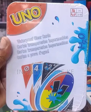 UNO Waterproof Card Game na Kasha la Metallic