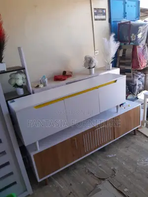 Executive TV Console - White & Yellow