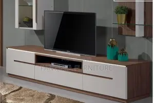 White Walnut TV Stand with Drawers