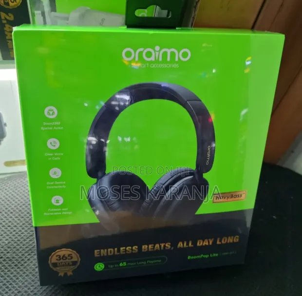 Oraimo BoomPop Lite Wireless Headphones - Saa 65 za Kucheza - 1