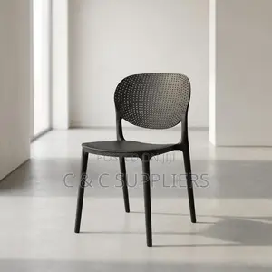 Black Plastic Armless Dining Chair