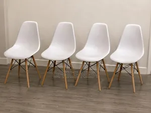 White Scandinavian Dining Chair with Wooden Legs