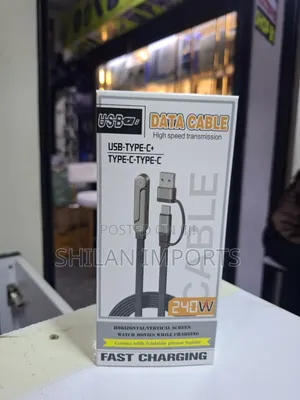 Kebo ya Kuchaji ya 240W Braided ya USB-C yenye Stand