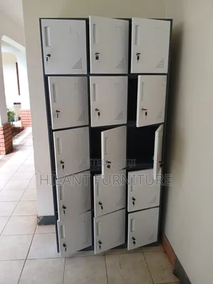 15-Door Steel Storage Cabinet - Grey & White