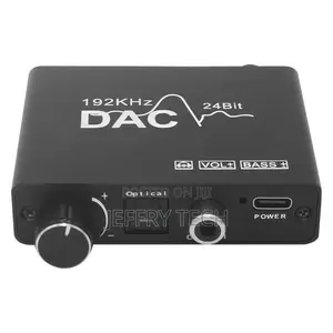Optical Coaxial Digital Analog Audio Converter with Volume/Bass Controls