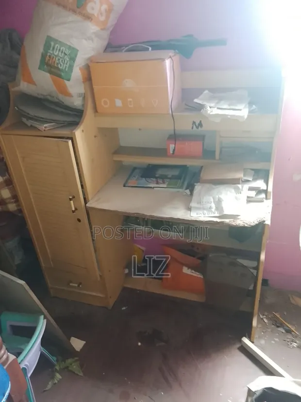 Study Desk with Storage Cabinet - Wooden Office/School Desk - 1
