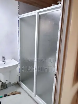 Frosted Glass Sliding Shower Enclosure - Aluminium Frame