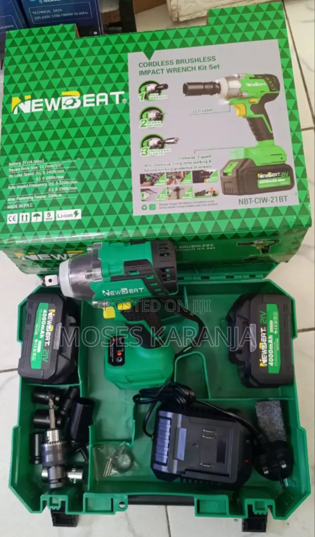 Newbeat 21V Cordless Brushless Drill & Impact Wrench Kit - 1