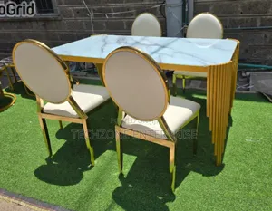 Modern Dining Table with Glass Top and Chairs