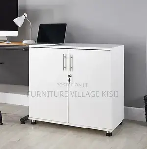 2-Door White Storage Credenza Office Cabinet