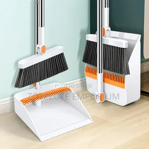 2-in-1 Long Handle Broom and Dustpan Combo Set