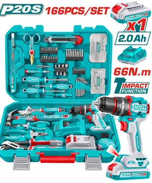 Total THKTHP41667 Set ya Zana 166 Pcs na Drill isiyo na Kamba