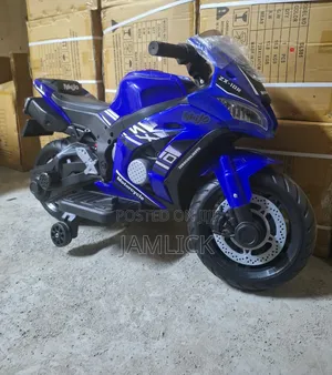 Pikipiki ya Umeme ya Watoto ya Bluu 12V yenye Magurudumu ya Mpira