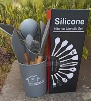12-Piece Silicone Spoons Set - Black/Grey