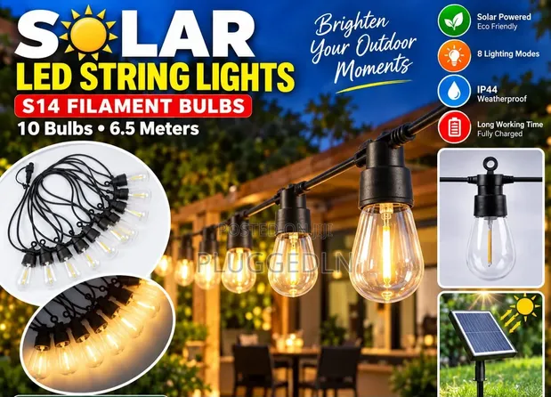 Solar LED Filament String Lights - 6.5m - 1