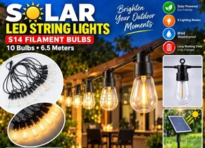 Solar LED Filament String Lights - 6.5m