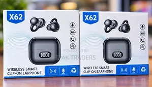 X62 Wireless Smart Clip-on Earbuds with LED Display & Noise Reduction