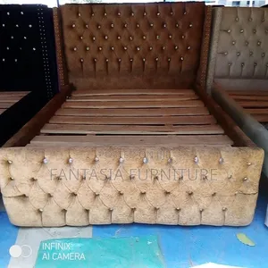 Brown Velvet Wingback Bed Frame - Brand New